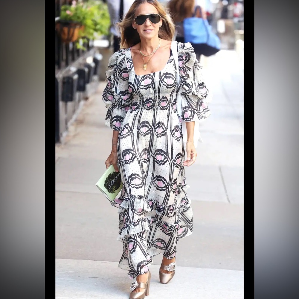 Cynthia Rowley Resort |  Jessica Silk Ruffle Midi Dress
